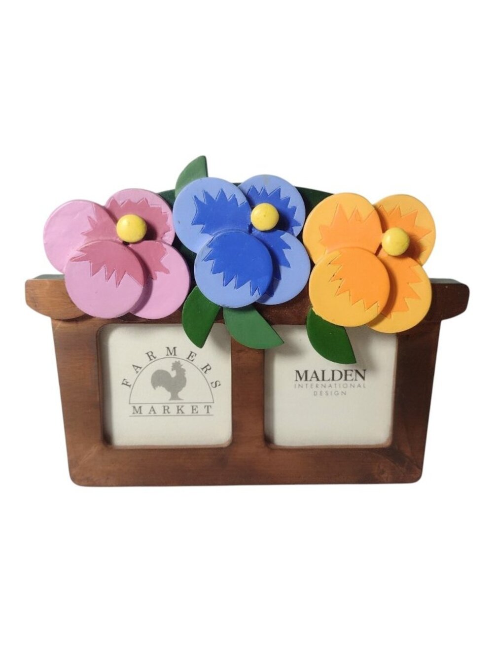 Malden International Copper Front Pansy Divided Photo Frame 3D Flowers 6 x 4.5